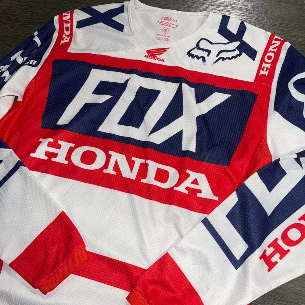 Fox Racing Mens Small Red Honda 180 Motocross Jersey Long Sleeve Racing Shirt